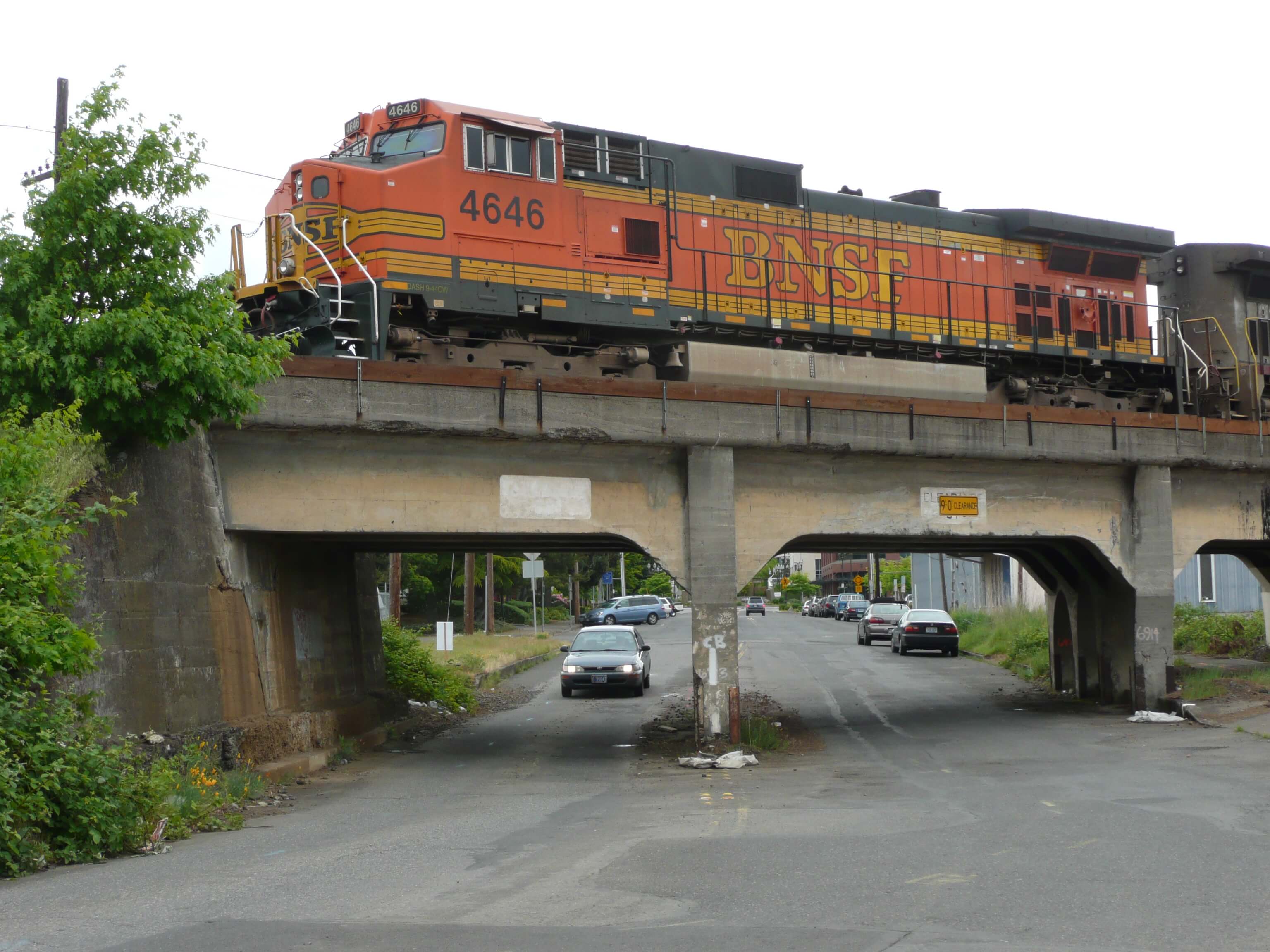 Old Viaduct Train and Car